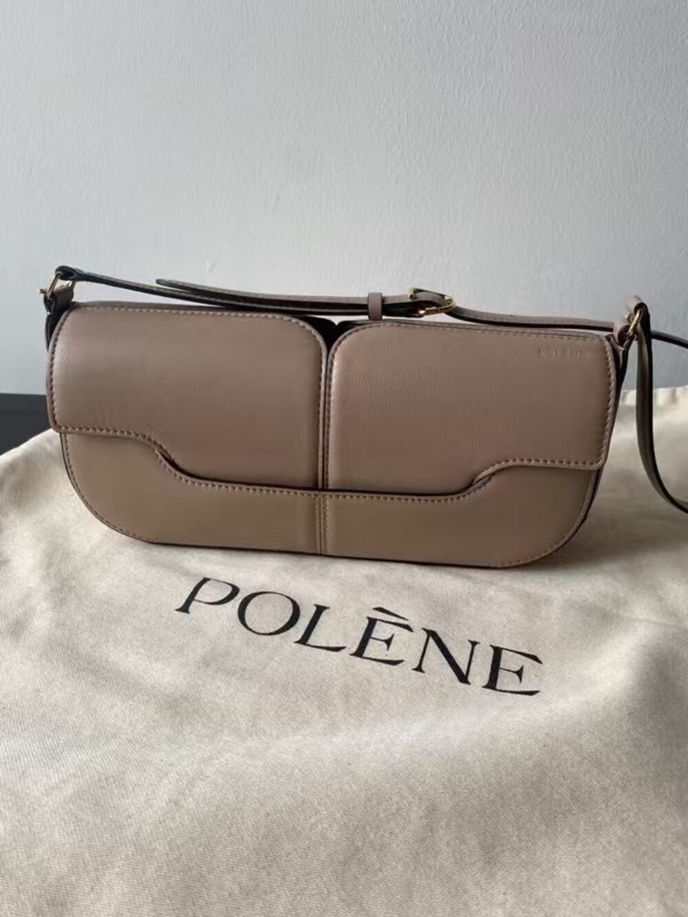 Polène Dual Flap Curved Under‑arm Handbag